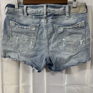 Silver Womens 30x3 Fits 32x3 High Rise Shortie Shorts Jeans Denim Cutoffs